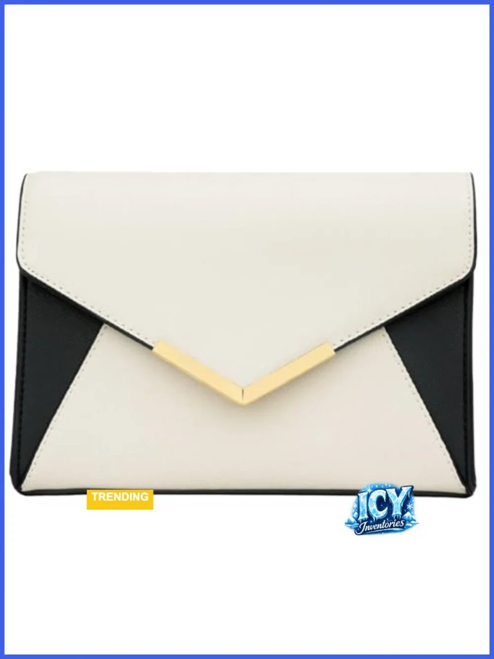 Faux Leather Evening Clutch with Detachable Chain Strap, Envelope Foldover Bag